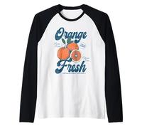 Orange Fresh Retro Citrus Fruit Farm Market Summer Graphic Raglan Baseball Tee