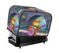 Orange Frog Playing Banjo Toaster Cover 2 Slice, Waterproof Bread Machine Covers with Pockets Universal Size Kitchen Small Appliance Cover with Handle, Dust and Fingerprint Protection