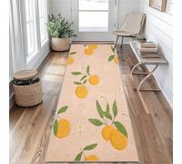 Orange Fruit Citrus Hallway Runner Rug 65 x 180 cm Long Washable, Green Leaves Floral Carpet Runners for Hallway Non Slip, Kitchen Entryway Hall Bedroom Decor, Soft Low Pile aU&Q267