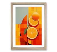 Orange Fruit Constructivism Framed Print | A2 Oak Framed Wall Art | Ready to Hang | Modern Food Picture | Living Room Bedroom Lounge Office