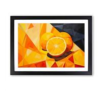 Orange Fruit Geometric Framed Print | A2 Black Framed Wall Art | Ready to Hang | Modern Food Picture | Living Room Bedroom Lounge Office