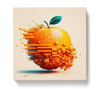 Orange Fruit Glitch Art Canvas Print | Gallery Wrapped 30mm Frame Wall Art | 20x20 inches | Ready to Hang | Eclectic Still Life Picture | Living Room Bedroom Lounge Office