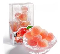 Orange fruit juice soft candy, strawberry white peach fruit gummies, fruit fudge snacks, chewing candy, assorted candies, sweets, children's candy, casual fruit snack gift (White Peach,70g)