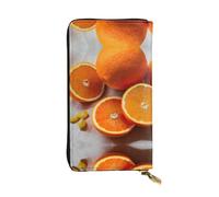 Orange Fruit Leather Wallets for Women Man, Wallets Large Billfold with 12 Card Slots,Wallet Passport wallet, Fresh Orange Fruit, One Size
