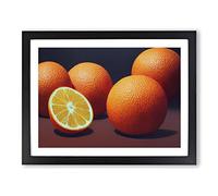 Orange Fruit Painting Framed Print | A2 Black Framed Wall Art | Ready to Hang | Modern Food Picture | Living Room Bedroom Lounge Office
