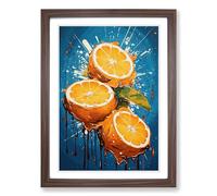 Orange Fruit Pop Framed Print | A2 Walnut Framed Wall Art | Ready to Hang | Modern Food Picture | Living Room Bedroom Lounge Office