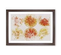 Orange Fruit Slices Watercolour Framed Print | A2 Walnut Framed Wall Art | Ready to Hang | Modern Food Picture | Living Room Bedroom Lounge Office