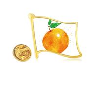 Orange Fruit Watercolor Illustration Pattern Golden Metal Flag Lapel Pin Badge