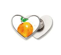 Orange Fruit Watercolor Illustration Pattern Heart Metal Pin Brooch Clip Love