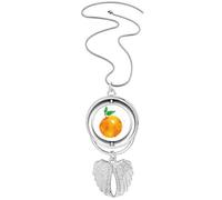 Orange Fruit Watercolor Illustration Pattern Pendant Angel Wings Rotating Necklace Jewelry