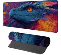 Orange Gaming Mouse Mat 800x400x3mm, Mouse Pad Large Dragon, Desk Mat with Stitched Edge, Mousepad with Non-Slip Rubber Base, Office Accessories, Keyboard Pad, for Gifts, Gaming, Desk Office, 6-8956