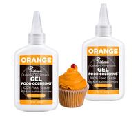 Orange Gel Food Coloring, 65g x 2 Vibrant Food Colouring Gel - Concentrated, Flavorless Food Colour Dye for Baking, Icing, Macarons, Cookies, Cake Decorations, Fondant, Easter Egg, Slime Making