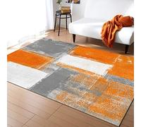 Orange Geometric Abstract Oil Painting Area Rug, Art Painting Living Room Rugs, Indoor Non-Slip Kids Rugs, Machine Washable Breathable Durable Carpet for Front Entrance Floor Decor,150 x 200 cm