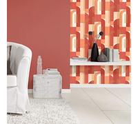 Orange Geometric Wallpaper Rasch Modern Abstract Paste The Wall Non-Woven
