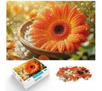 Orange Gerbera Daisy with Water Droplets Jigsaw Puzzle, 1000 Piece | For relaxed weekends: Adult jigsaw puzzle with 1000 pieces; with the complete challenge to keep the challenge engaging.