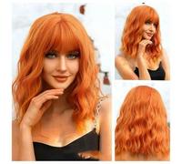 Orange Ginger Bob Synthetic Wigs Short Wave Hair Wigs with Bangs Natural Curly Bob Wigs For Women Cosplay Heat Resistant-WL1006-1