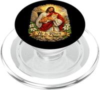Orange Ginger Cat He Is Risen Easter Resurrection Over Cross PopSockets PopGrip for MagSafe
