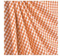 Orange Gingham Corded 1/4" Size Check Polycotton Fabric for Uniforms. Sewing, Dressmaking, Arts & Crafts, Tablecloths, Shirting, Bunting l 45" - 112cms Wide | Sold by The Metre