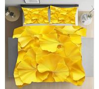 Orange Ginkgo Leaves Super King Size Duvet Cover Sets Soft Microfiber Plants and Flowers Bedding Set 3D Printed Quilt Cover 260 x 220 cm with Zipper Closure and 2 Pillowcases a-384