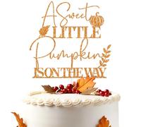 Orange Glitter A Sweet Little Pumpkin is on the Way Cake Topper, Fall Pumpkins Leaves Welcome Baby Gender Reveal Baby Shower Bridal Shower Pregnancy Party Decorations Supplies