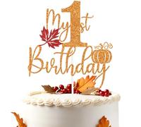 Orange Glitter My 1st Birthday Cake Topper, Our Little Pumpkin is One/A Little Pumpkin is on the Way, Funny Pumpkin Fall Themed Baby's 1st Birthday Party Decorations Supplies