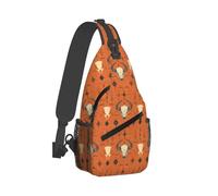 Orange Goat Skull Print Sling Bag for Men Women, Crossbody Bags Chest Bag Daypack Sling Backpack for Travel Hiking