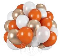 Orange Gold Balloons, 12 Inch Burnt Orange White Balloons with Metallic Gold Balloon for Autumn Harvest Thanksgiving Fall Pumpkin Theme Birthday Baby Shower Bridal Wedding Graduation Party Decorations