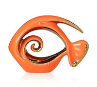 Orange Gold Ceramic Fish Figurines - Coastal Home Decor, Modern Ocean Centerpieces for Living Room, Dining Area, Bathroom, Office, Coffee Table, Beach House, Nautical, Seaside, Entrance, Shelf Display