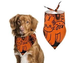 Orange Graffiti Dog Bandana, Soft Breathable Pet Scarf, Personalized Dog Bib Kerchief for Small Medium Large Dogs Cats, Exquisite Pet Neckerchief for Daily Wear, Travel, Party