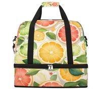 Orange Grapefruit Lemon Slices Foldable Travel Duffel Bag Large Capacity Sports Gym Bag with Wet Dry Compartment Shoe Pocket Lightweight Carry On Overnight Weekender Bag for Women Men