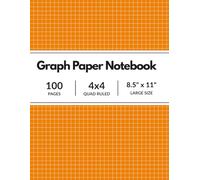 Orange Graph Paper Notebook: Grid Compostion Book for Math, Science, Engineering Students / 4x4 Quad Ruled, 120 Pages, 8.5 x 11 (Large Sheets)