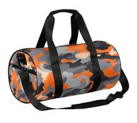 Orange Gray Camouflage Sports Gym Bag Duffel Bags Workout Lightweight Shoulder Weekender Bag Travel Duffel Bag for Men Women(Camouflage), Orange Gray Camouflage, 17.6(L) x 9(W) x 9(H) inch