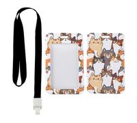 Orange Gray Cute Cats ID Card Holder with Black Lanyard, Badge Holder Lanyard, Vertical Cards Protector for Staff, Vertical Name Badges Protector for Worker, Paramedic Accessories Teacher Stuff