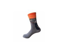 (Orange Gray) Men Multicolors Painting Pattern Cotton Socks Vintage Art Abstract Socks Graffiti High Dress Socks