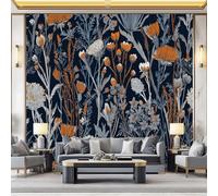 Orange Grayish-White Wall Mural - Painted Lines Thistles Texture Mural Photo Wallpaper for Living Room, Bedroom Decor, Modern Wall Art, Non-Woven Photo Wallpaper 3D Effect, 300 x 210 cm (W x H)