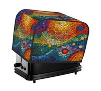 Orange Green Blue Red 2 Slice Toaster Cover,Stained Glass Mosaic Tile Small Kitchen Appliance Bread Machine Cover with Pockets,Dust & Fingerprint Protection