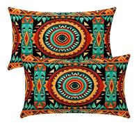 Orange Green Cushion Covers 30x40 cm Set of 2 Decorative Pillows Geometric Abstract Throw Pillow Case Rectangle Cushion Cover Couch Cushions Covers for Living Room Sofa Chair Bedroom 12x16 Inch -SC488