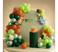 Orange Green Dinosaur Balloons Arch Kit, 87pcs Dinosaur Birthday Decoration | Original Dinosaur Foil Balloons Dinosaur Party Decorations Dino Themed Birthday Party Decorations for Boys Dinosaur Lovers