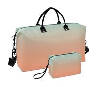 Orange Green Gradient Duffle Travel Bag & Make up Pouches Set of 2, Funny Womens Gym Duffle Bag Carry on Overnight Bags