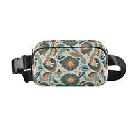 Orange-green Japanese Zephyr Cherry Blossoms Fashionable Fanny Pack Waist Bag for Women Men Teens Large Capacity Sling Bag Travel Accessory with Adjustable Strap for Travel Gym Work