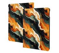 Orange-Green Marble Print Compatible with ipad 9th/8th/7th Generation Case Cover, Tablet Cases Compatible with ipad Case 10.2 Inch, Auto Wake/Sleep, Folio Stand