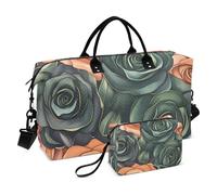 Orange Green Rose Decorative Duffel Bag Gym Tote Bag with Toiletry Bag for Trip Large Capacity Bolsa de para Hombre