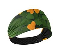 Orange Green St. Patrick's Cartoon Clover Non-Slip extra wide headbands for women Elastic wide head bands for women's hair for tennis Volleyball Workouts Athletic Sports