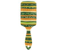 Orange Green Stripe Pattern Doodle Art anti static brush for curly hair Designed head massager for short hair with Ergonomic handle cepillo para cabello de mujer