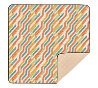 Orange Green Stripe Pattern Soft Thick Baby Activity Play Mat for Indoor Outdoor Non-Toxic Tummy Time & Crawling Mat for Babies Infants Toddlers, 50'' x 50''