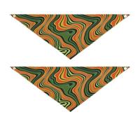 Orange Green Wavy Lines Abstract 2 Pack Dog Bandanas Triangle Bibs Kerchief Set Pet Accessories for Dogs Cats