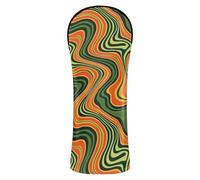 Orange Green Wavy Lines Abstract Golf Club Head Cover Headcovers with Number Tag for Driver Hybrid and Fairway Woods