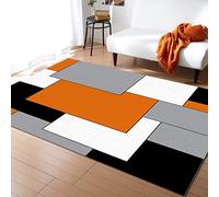 Orange Grey Black White Geometric Area Rugs, Modern Minimalist Abstract Large Rug, Indoor Non-Slip Kids Rug Machine Washable Breathable Durable Carpet for Front Entrance Floor Decor,80 x 150 cm
