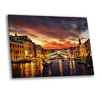 Orange Grey Italy Venice Canvas Wall Art Picture Print-Panorama Paintings On Canvas-Nature City Landscape Artwork Pictures Poster And Prints-Wall Pictures for Living Room30x45cm(12x18in) frameless