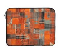Orange Grid Lines Laptop Sleeve 15inch Laptop Protective Case for Women Men Shockproof Computer Cover Portable Notebook Briefcases Computer Carrying Bag Lap Top Protector Compatible with Notebooks